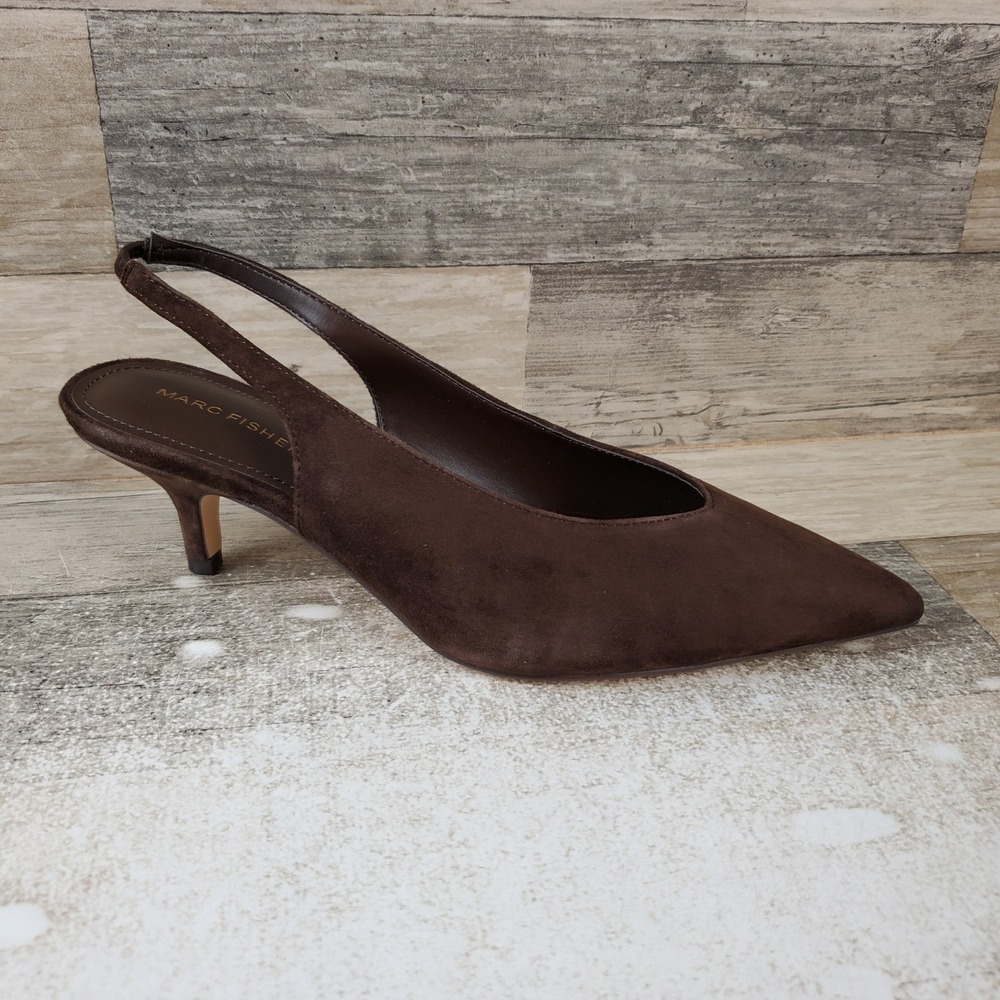 Marc Fisher Labela Womens Sandal Sz 8.5 M Dark Brown Leather Pointed Toe Slip On